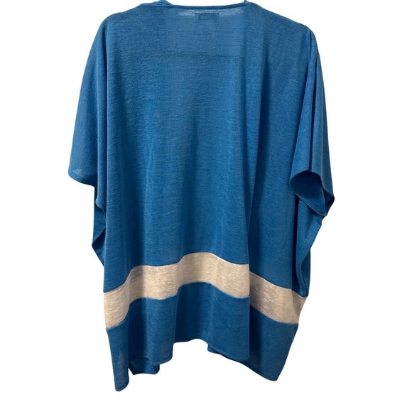 Tashon Open Front Blue & White Kimono Cardigan One Sz Open front cardigan - Picture 11 of 12